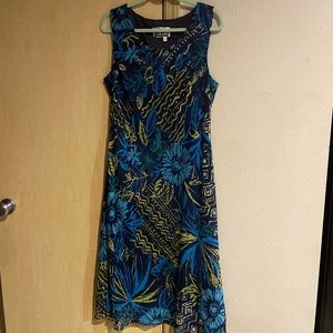 Sheri Martin Blue and Green Floral Maxi Dress